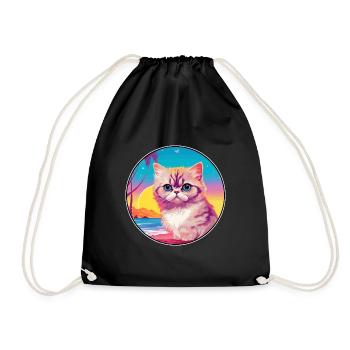 Exotische Kurzhaarkatze Aquarell Cartoon Kawaii - Turnbeutel - Schwarz - Vorne