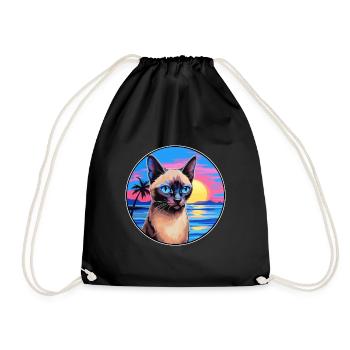 Siam Kurzhaarkatze Aquarell Cartoon Kawaii - Turnbeutel - Schwarz - Vorne