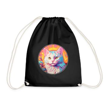 Turc Van Cat Race Aquarelle Dessin Animé Kawaii - Sac de sport léger - noir - Devant