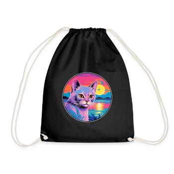 Korat Katzenrasse Aquarell Cartoon Kawaii Haustier - Turnbeutel - Schwarz - Vorne