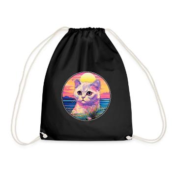 Scottish Fold Katzenrasse Aquarell Cartoon Kawaii - Turnbeutel - Schwarz - Vorne
