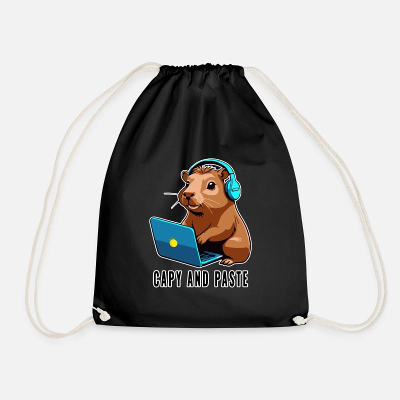 Capybara avec Joke Capy et Pâte - Sac de sport léger - noir