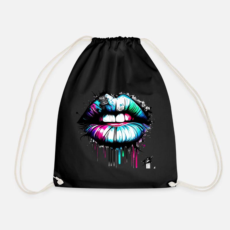 lips graffiti style - Turnbeutel - Schwarz