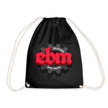 EBM Electronic Body Music with Gear Red - Drawstring Bag - black - Front
