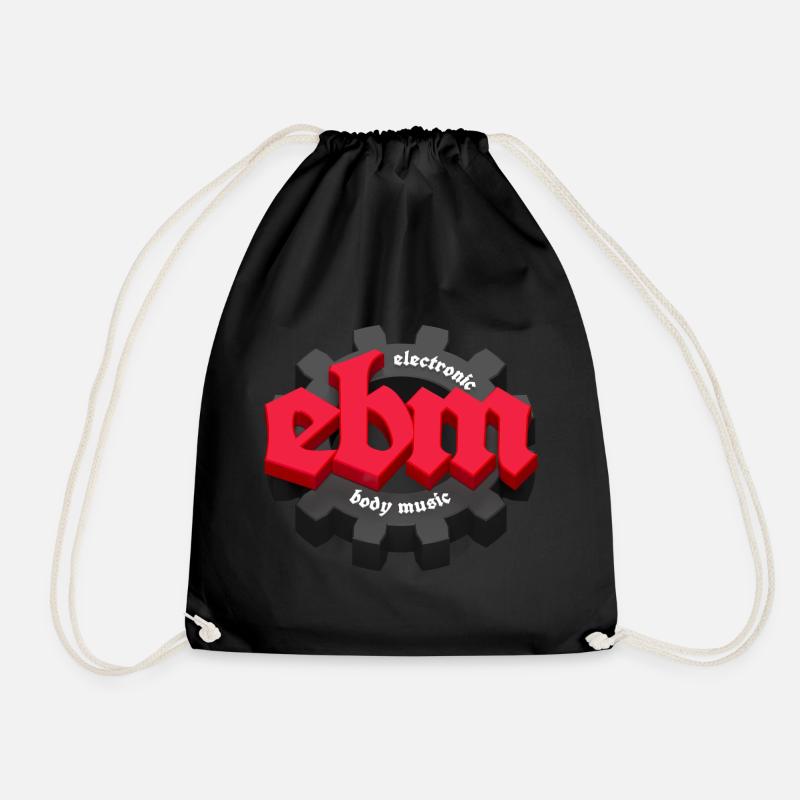 EBM Electronic Body Music mit Zahnrad rot - Turnbeutel - Schwarz