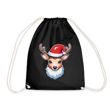 Reindeer Deer Christmas - Drawstring Bag - black - Front