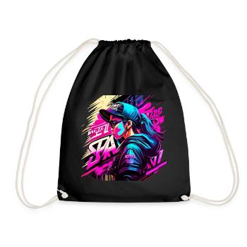 Graffitti Girl - Drawstring Bag - black - Front