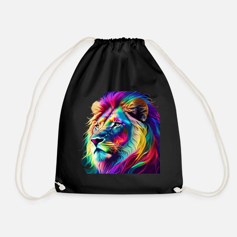 Lion Portrait - Drawstring Bag - black