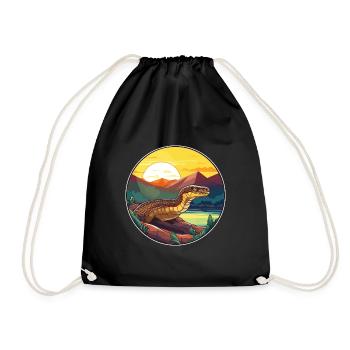 Anakonda Buntes Aquarell Cartoon Kawaii Tier - Turnbeutel - Schwarz - Vorne