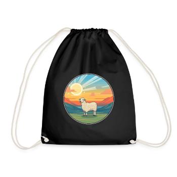 Schaf Buntes Aquarell Cartoon Kawaii Tier - Turnbeutel - Schwarz - Vorne