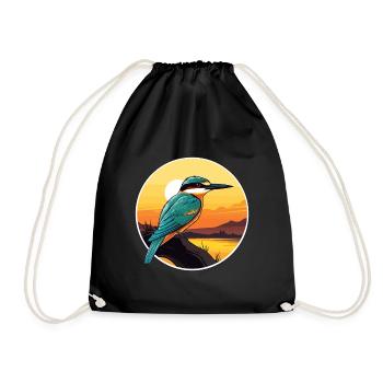 Bee Eater Colorful Watercolor Cartoon Kawaii Pet - Drawstring Bag - black - Front