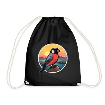 Bouvreuil coloré aquarelle dessin animé kawaii animal de compagnie - Sac de sport léger - noir - Devant