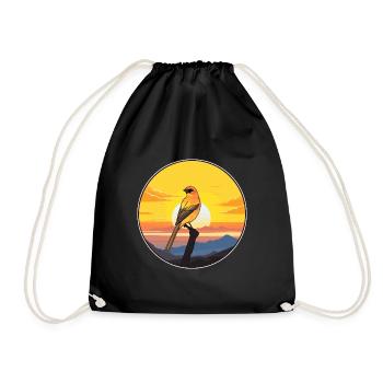 Canari oiseau coloré aquarelle dessin animé kawaii animal de compagnie - Sac de sport léger - noir - Devant