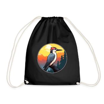 Specht bunte Aquarell-Karikatur Kawaii Haustier - Turnbeutel - Schwarz - Vorne