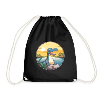 Krokodil bunte Aquarell-Karikatur Kawaii Haustier - Turnbeutel - Schwarz - Vorne