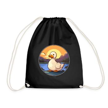 Canard Aquarelle Colorée Dessin Animé Kawaii Animal - Sac de sport léger - noir - Devant