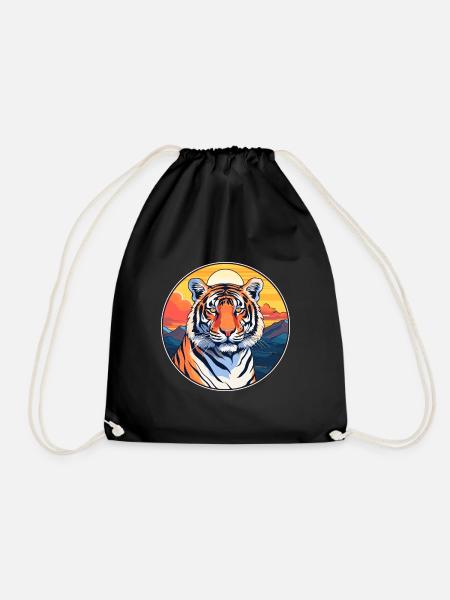 Tiger Buntes Aquarell Cartoon Kawaii Tier - Turnbeutel - Schwarz