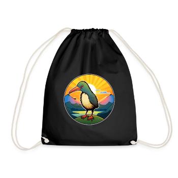 Kiwi Vogel Buntes Aquarell Cartoon Kawaii Haustier - Turnbeutel - Schwarz - Vorne
