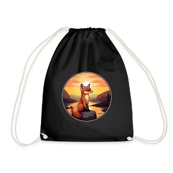 Gelehrter Fuchs Buntes Aquarell Cartoon Kawaii Haustier - Turnbeutel - Schwarz - Vorne