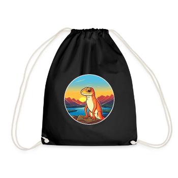 Lézard Aquarelle Colorée Dessin Animé Kawaii Animal - Sac de sport léger - noir - Devant