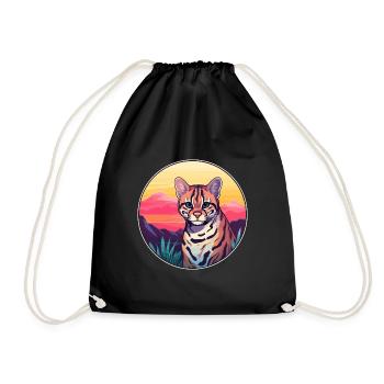 Ocelot Buntes Aquarell Cartoon Kawaii Tier - Turnbeutel - Schwarz - Vorne