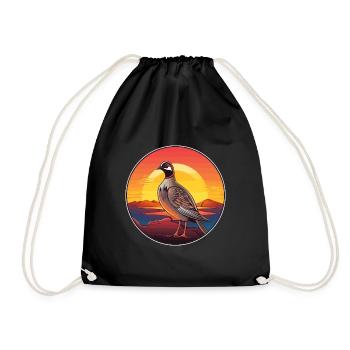 Perdrix coloré aquarelle dessin animé Kawaii animal de compagnie - Sac de sport léger - noir - Devant