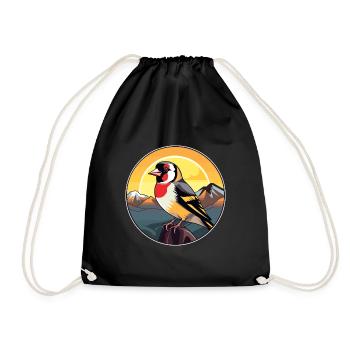 Stieglitz Bunte Aquarell-Karikatur Kawaii Haustier - Turnbeutel - Schwarz - Vorne