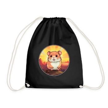 Hamster Buntes Aquarell Cartoon Kawaii Tier - Turnbeutel - Schwarz - Vorne