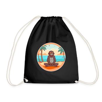 Babouin Cartoon Yoga Plage Illustration D’été - Sac de sport léger - noir - Devant