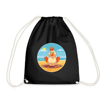 Huhn Cartoon Yoga Strand Sommer Illustration - Turnbeutel - Schwarz - Vorne