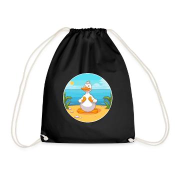 Ente Karikatur Yoga Strand Sommer Illustration - Turnbeutel - Schwarz - Vorne