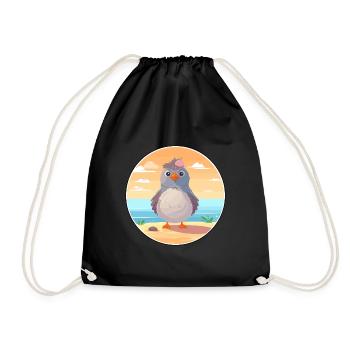 Kuckuck Karikatur Yoga Strand Sommer Illustration - Turnbeutel - Schwarz - Vorne
