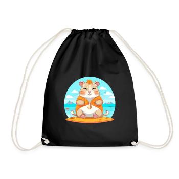 Hamster-Karikatur Yoga Strand Sommer Illustration - Turnbeutel - Schwarz - Vorne