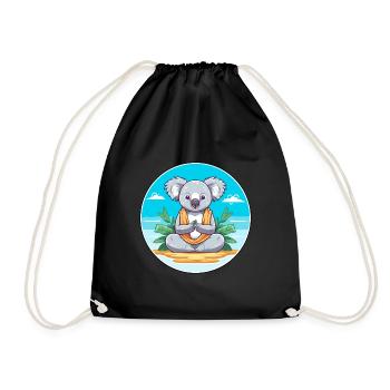 Koala Cartoon Yoga Strand Sommer Illustration - Turnbeutel - Schwarz - Vorne