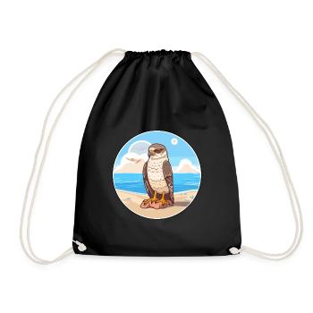 Falcon Cartoon Yoga Beach Summer Illustration - Drawstring Bag - black - Front
