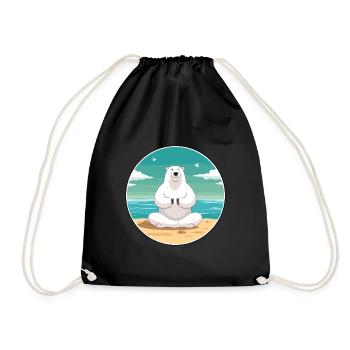 Ours Polaire Dessin Animé Yoga Plage Été Illustration - Sac de sport léger - noir - Devant