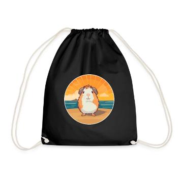 Cochon d'Inde drôle de dessin animé Kawaii plage Illustration - Sac de sport léger - noir - Devant