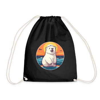 Eisbär Lustige Karikatur Kawaii Strand Illustration - Turnbeutel - Schwarz - Vorne