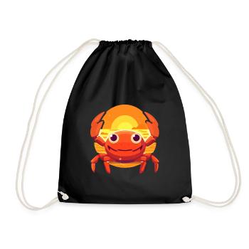 Crab Funny Cartoon Kawaii Beach Illustration - Drawstring Bag - black - Front