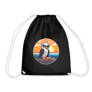 Adler Niedliche Lustige Karikatur Kawaii Buch Strand - Turnbeutel - Schwarz - Vorne