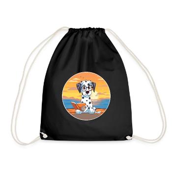 Dalmatiner Niedliche Lustige Karikatur Kawaii Buch Strand - Turnbeutel - Schwarz - Vorne