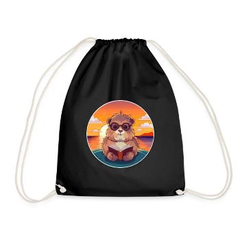Cochon d’Inde Mignon Drôle Dessin Animé Kawaii Livre Plage - Sac de sport léger - noir - Devant
