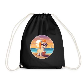 Pferd Niedlich Lustige Karikatur Kawaii Buch Strand - Turnbeutel - Schwarz - Vorne
