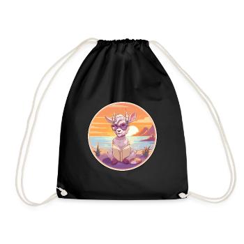 Chèvre Mignon Drôle Dessin Animé Kawaii Livre Plage - Sac de sport léger - noir - Devant