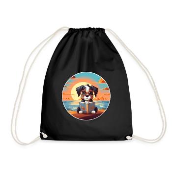 Poode Chien Mignon Drôle Dessin Animé Kawaii Livre Plage - Sac de sport léger - noir - Devant