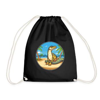 Anaconda Watercolor Cartoon Kawaii Clipart Animal - Drawstring Bag - black - Front