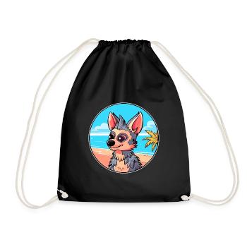 Aardwolf Aquarelle Cartoon Kawaii Clipart Animal - Sac de sport léger - noir - Devant