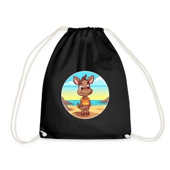 Bongo Aquarell Cartoon Kawaii Clipart Tier - Turnbeutel - Schwarz - Vorne