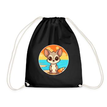 Aye Aye Watercolor Cartoon Kawaii Clipart Animal - Drawstring Bag - black - Front