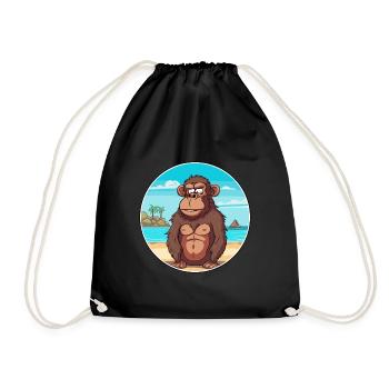 Babouin aquarelle dessin animé Kawaii Clipart Animal - Sac de sport léger - noir - Devant
